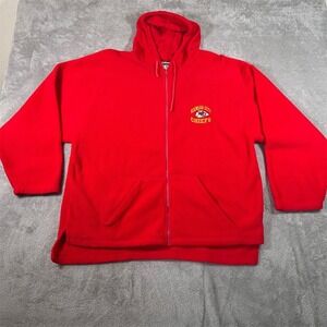 VTG Kansas City Chiefs Hoodie Men Large Red The Edge Fleece Full Zip Embroidered